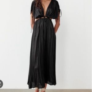 ZARA SATIN PLEATED CUT OUT DRESS